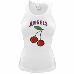 White Los Angeles Angels Tiny Turnip Women's Fitted Cherries Tri-Blend Tank Top