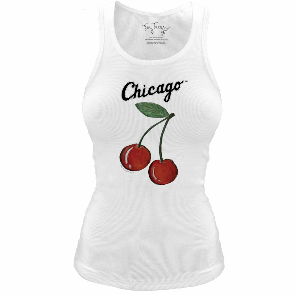 White Chicago White Sox Tiny Turnip Women's Fitted Cherries Tri-Blend Tank Top