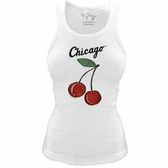 White Chicago White Sox Tiny Turnip Women's Fitted Cherries Tri-Blend Tank Top