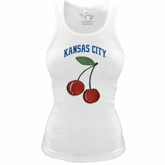 White Kansas City Royals Tiny Turnip Women's Fitted Cherries Tri-Blend Tank Top