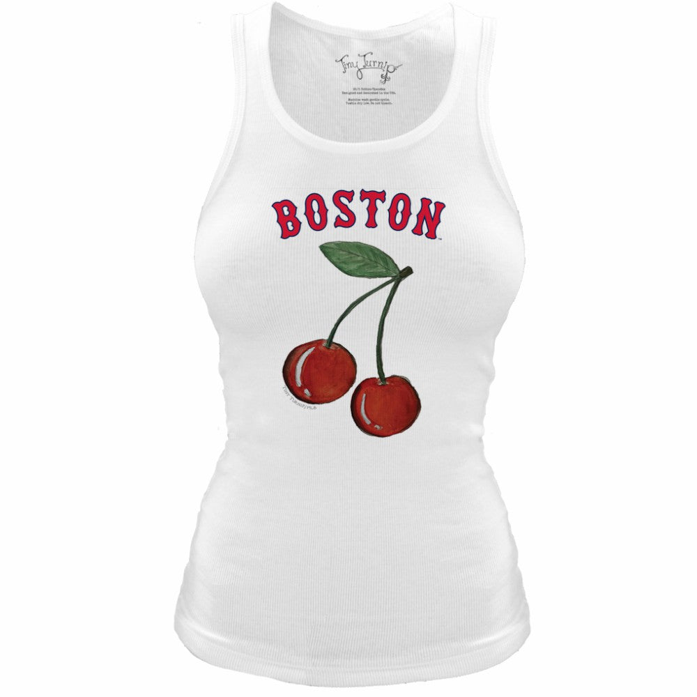 White Boston Red Sox Tiny Turnip Women's Fitted Cherries Tri-Blend Tank Top
