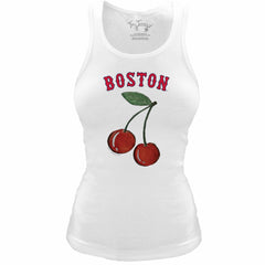 White Boston Red Sox Tiny Turnip Women's Fitted Cherries Tri-Blend Tank Top