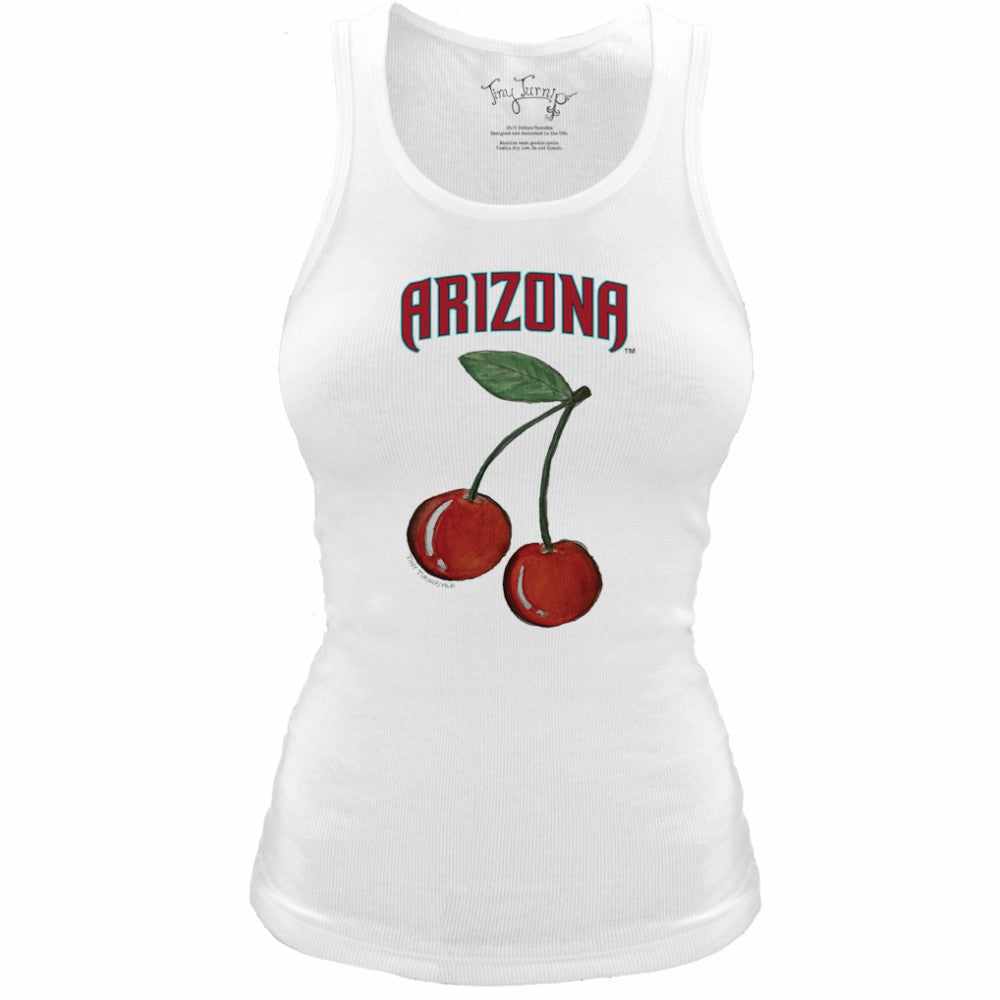 White Arizona Diamondbacks Tiny Turnip Women's Fitted Cherries Tri-Blend Tank Top