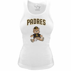 White San Diego Padres Tiny Turnip Women's Fitted Teddy Bear Tri-Blend Tank Top