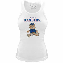 White Texas Rangers Tiny Turnip Women's Fitted Teddy Bear Tri-Blend Tank Top