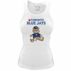 White Toronto Blue Jays Tiny Turnip Women's Fitted Teddy Bear Tri-Blend Tank Top