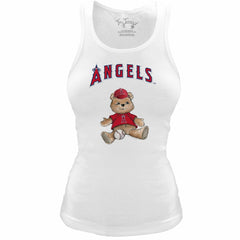 White Los Angeles Angels Tiny Turnip Women's Fitted Teddy Bear Tri-Blend Tank Top
