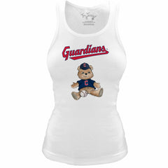 White Cleveland Guardians Tiny Turnip Women's Fitted Teddy Bear Tri-Blend Tank Top