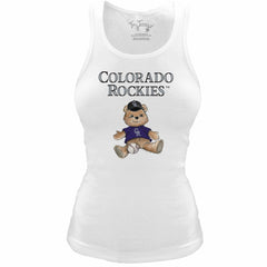 White Colorado Rockies Tiny Turnip Women's Fitted Teddy Bear Tri-Blend Tank Top