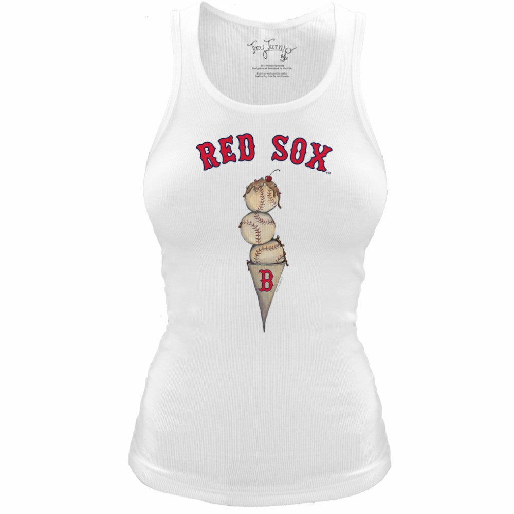White Boston Red Sox Tiny Turnip Women's Fitted Triple Scoop Tri-Blend Tank Top