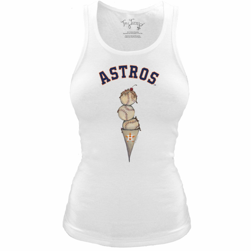 White Houston Astros Tiny Turnip Women's Fitted Triple Scoop Tri-Blend Tank Top