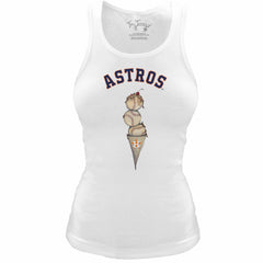 White Houston Astros Tiny Turnip Women's Fitted Triple Scoop Tri-Blend Tank Top