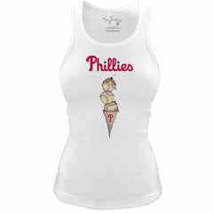 White Philadelphia Phillies Tiny Turnip Women's Fitted Triple Scoop Tri-Blend Tank Top