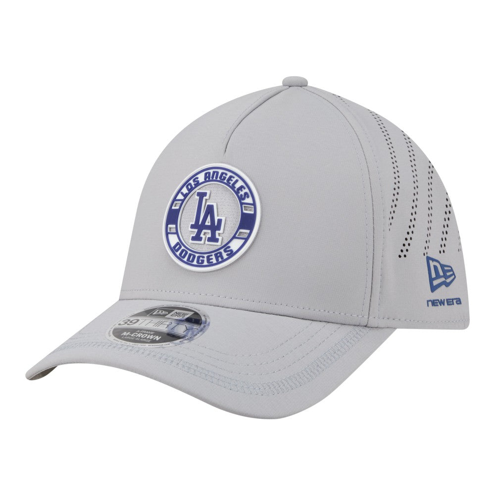 Gray Los Angeles Dodgers New Era Patch 39THIRTY A-Frame M-Crown Perforated Flex Hat
