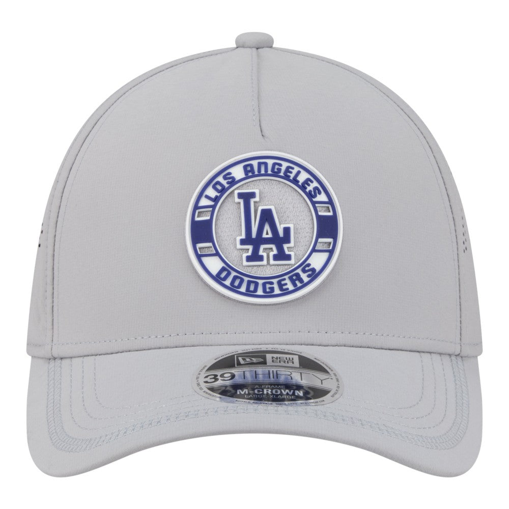 Gray Los Angeles Dodgers New Era Patch 39THIRTY A-Frame M-Crown Perforated Flex Hat