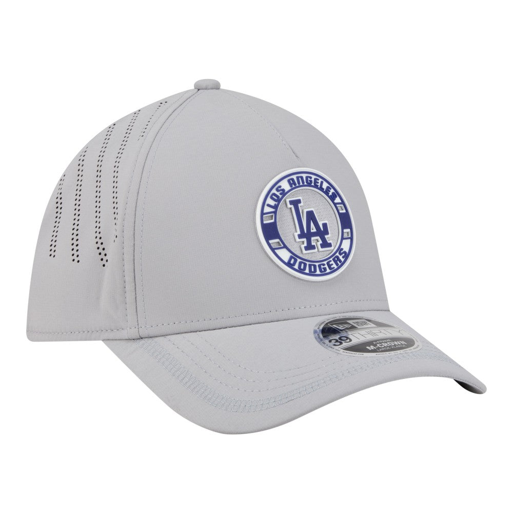Gray Los Angeles Dodgers New Era Patch 39THIRTY A-Frame M-Crown Perforated Flex Hat
