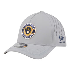 Gray Milwaukee Brewers New Era Patch 39THIRTY A-Frame M-Crown Perforated Flex Hat