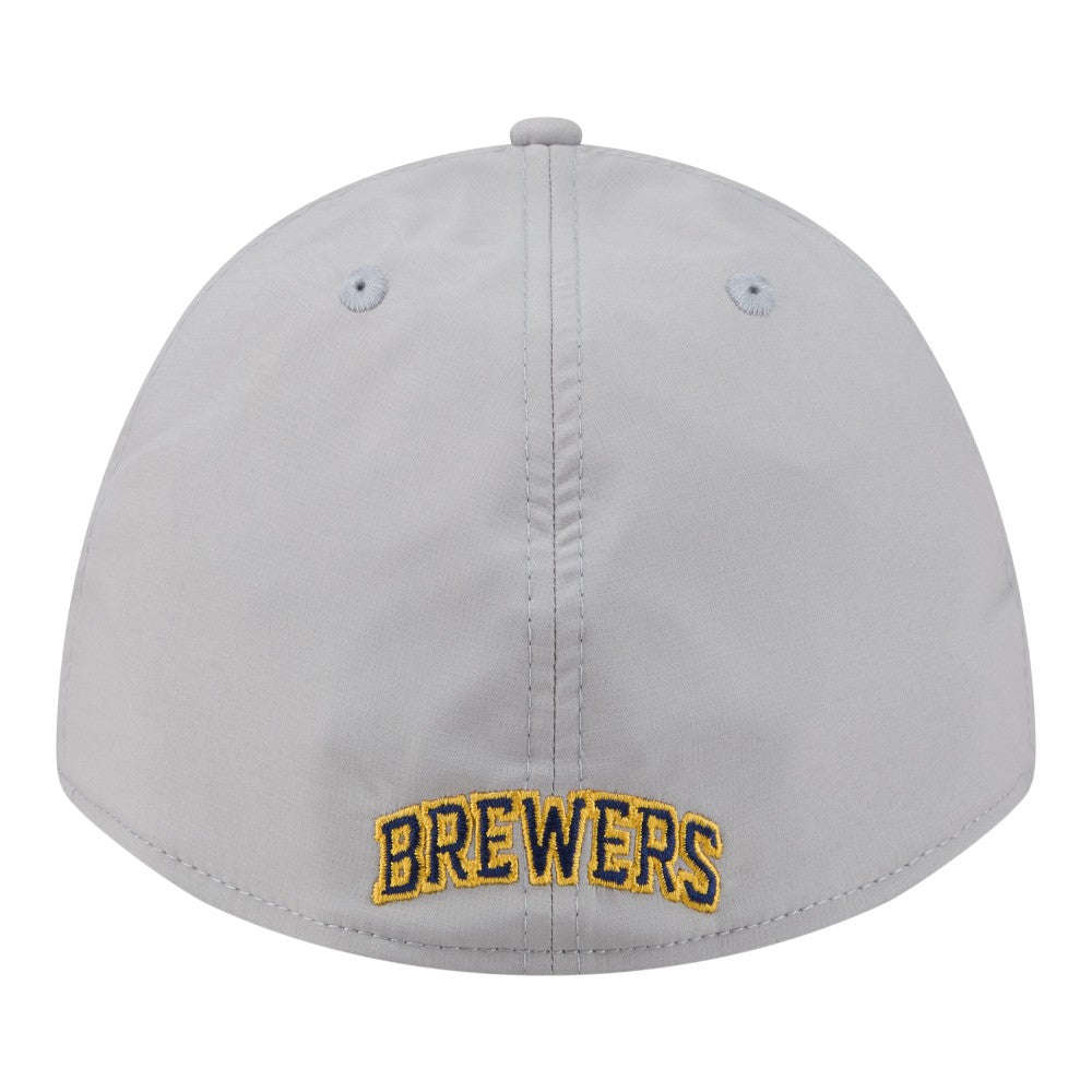 Gray Milwaukee Brewers New Era Patch 39THIRTY A-Frame M-Crown Perforated Flex Hat