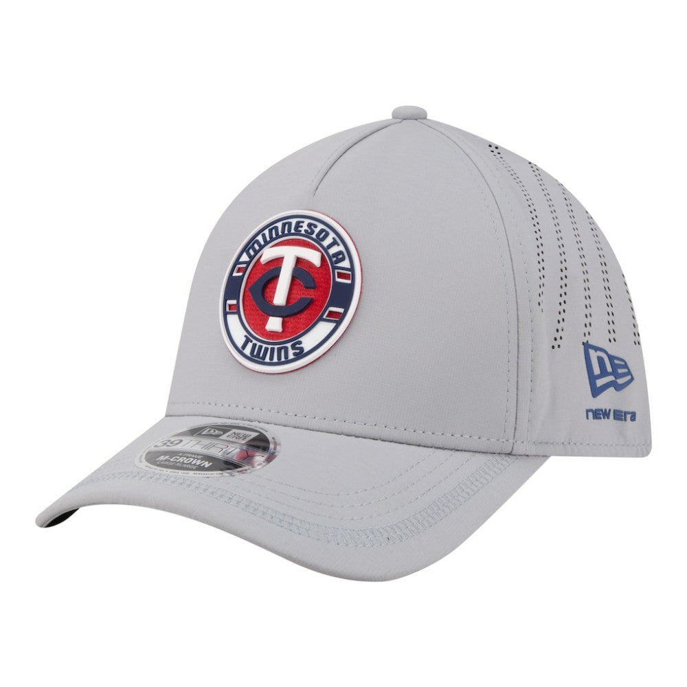 Gray Minnesota Twins New Era Patch 39THIRTY A-Frame M-Crown Perforated Flex Hat