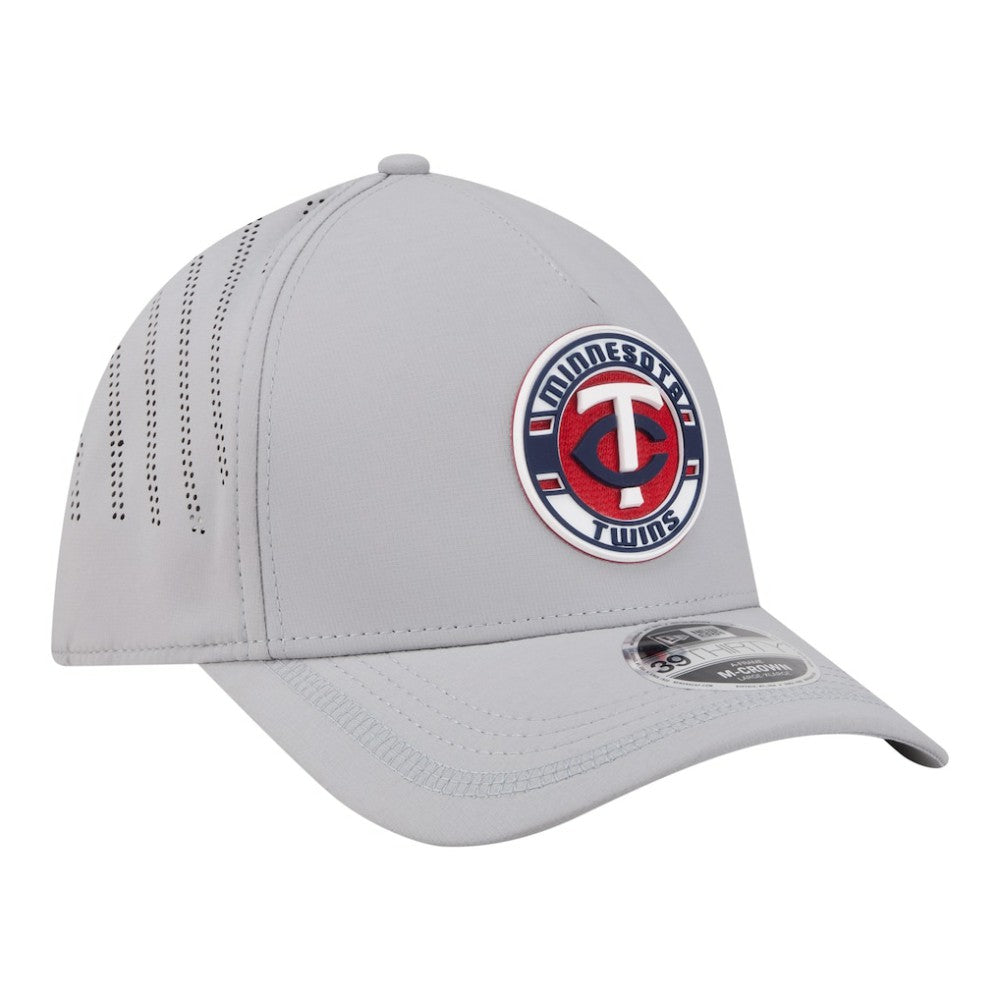 Gray Minnesota Twins New Era Patch 39THIRTY A-Frame M-Crown Perforated Flex Hat