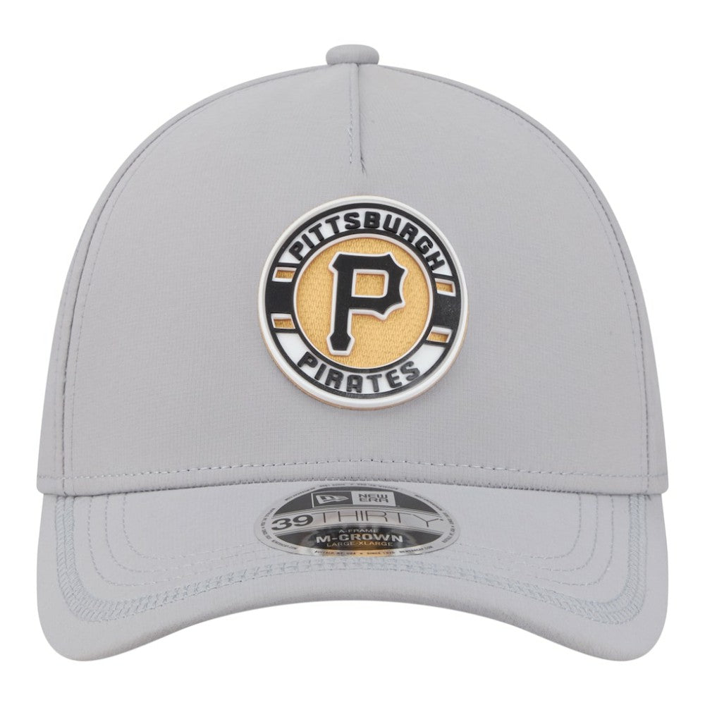 Gray Pittsburgh Pirates New Era Patch 39THIRTY A-Frame M-Crown Perforated Flex Hat