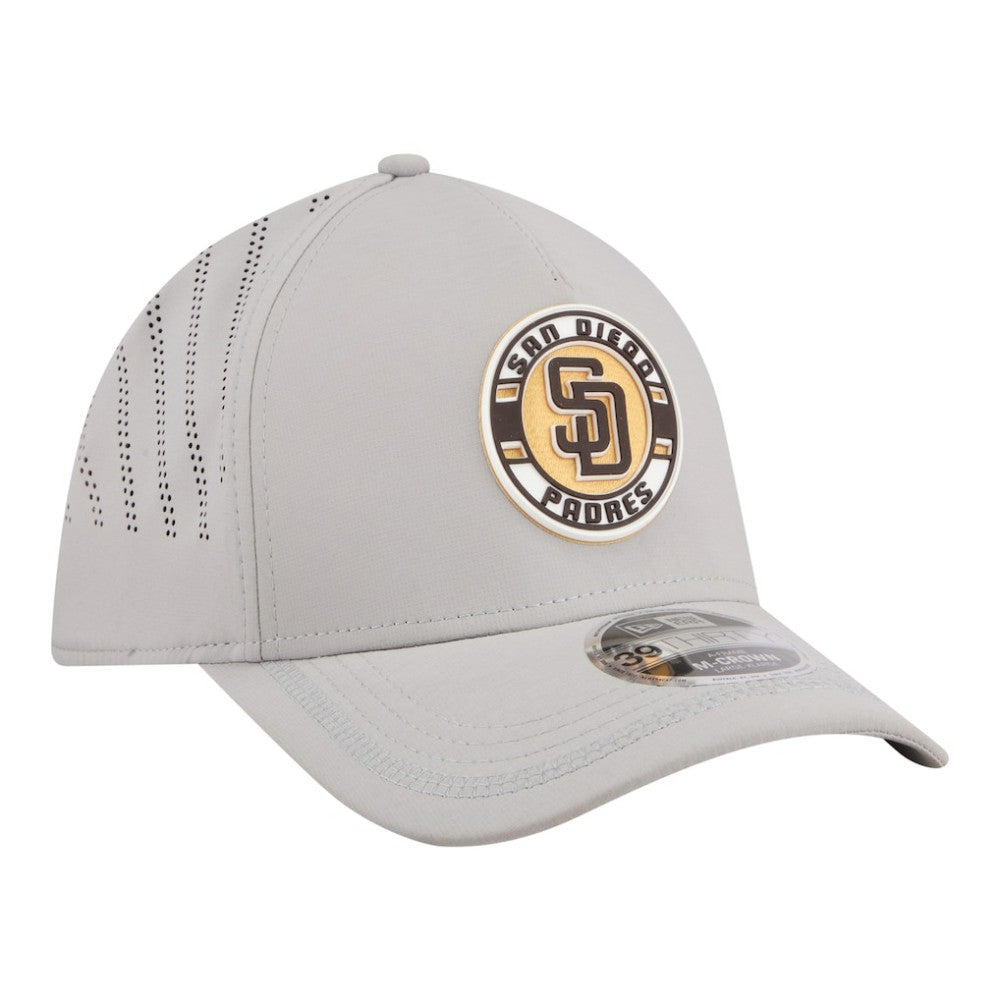 Gray San Diego Padres New Era Patch 39THIRTY A-Frame M-Crown Perforated Flex Hat