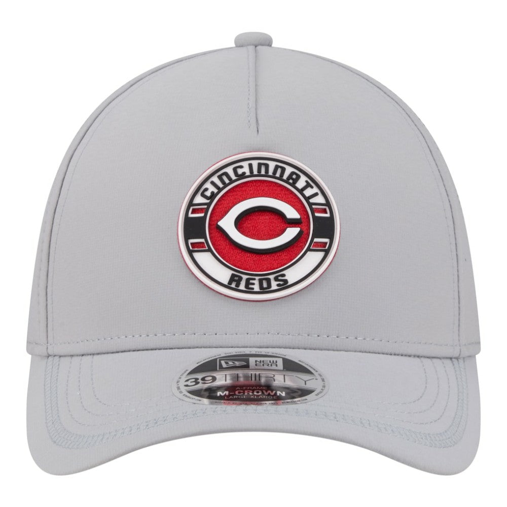 Gray Cincinnati Reds New Era Patch 39THIRTY A-Frame M-Crown Perforated Flex Hat