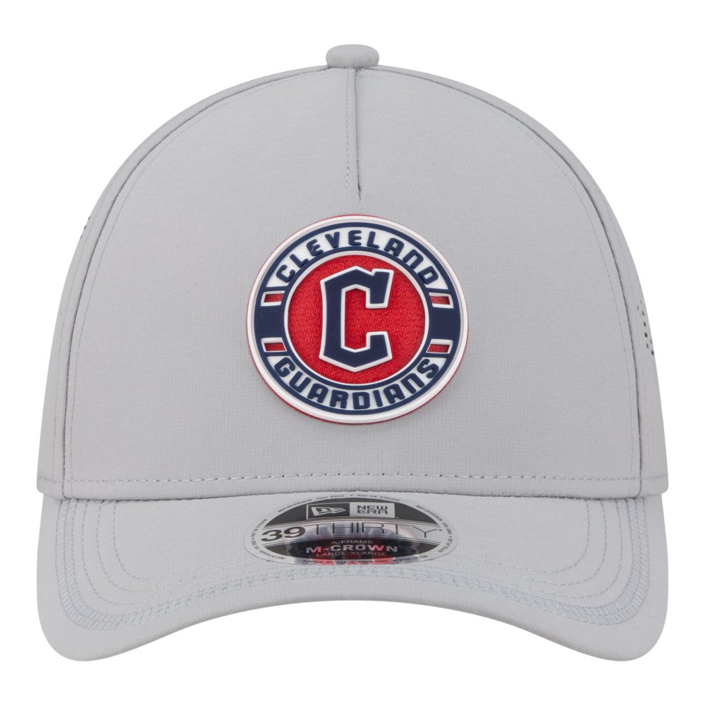Gray Cleveland Guardians New Era Patch 39THIRTY A-Frame M-Crown Perforated Flex Hat