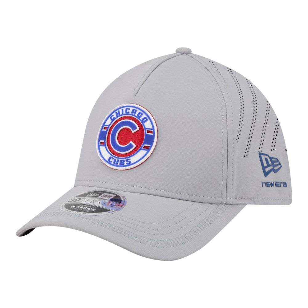 Gray Chicago Cubs New Era Patch 39THIRTY A-Frame M-Crown Perforated Flex Hat