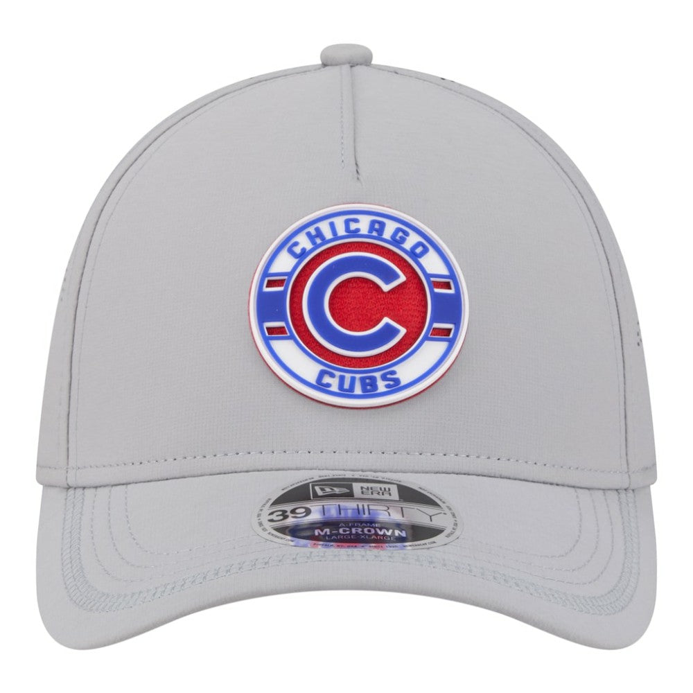 Gray Chicago Cubs New Era Patch 39THIRTY A-Frame M-Crown Perforated Flex Hat