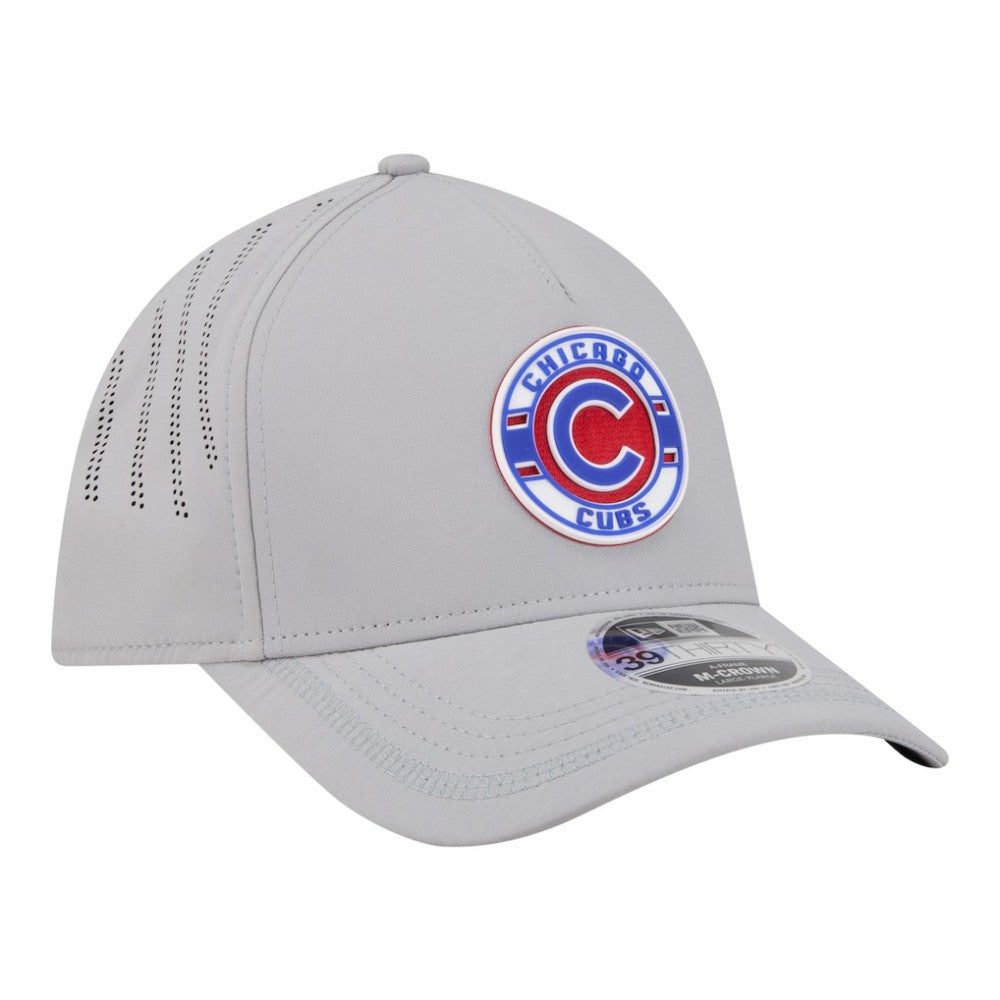 Gray Chicago Cubs New Era Patch 39THIRTY A-Frame M-Crown Perforated Flex Hat