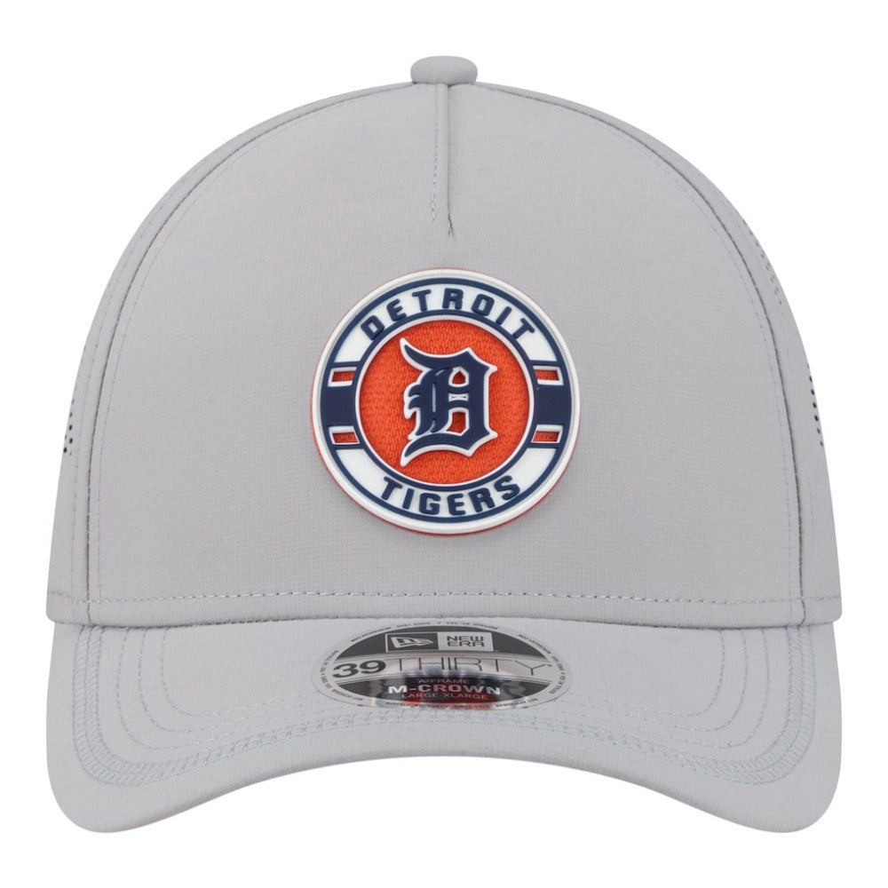 Gray Detroit Tigers New Era Patch 39THIRTY A-Frame M-Crown Perforated Flex Hat