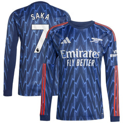Bukayo Saka Arsenal 2025/26 Away Replica Long Sleeve Player Jersey