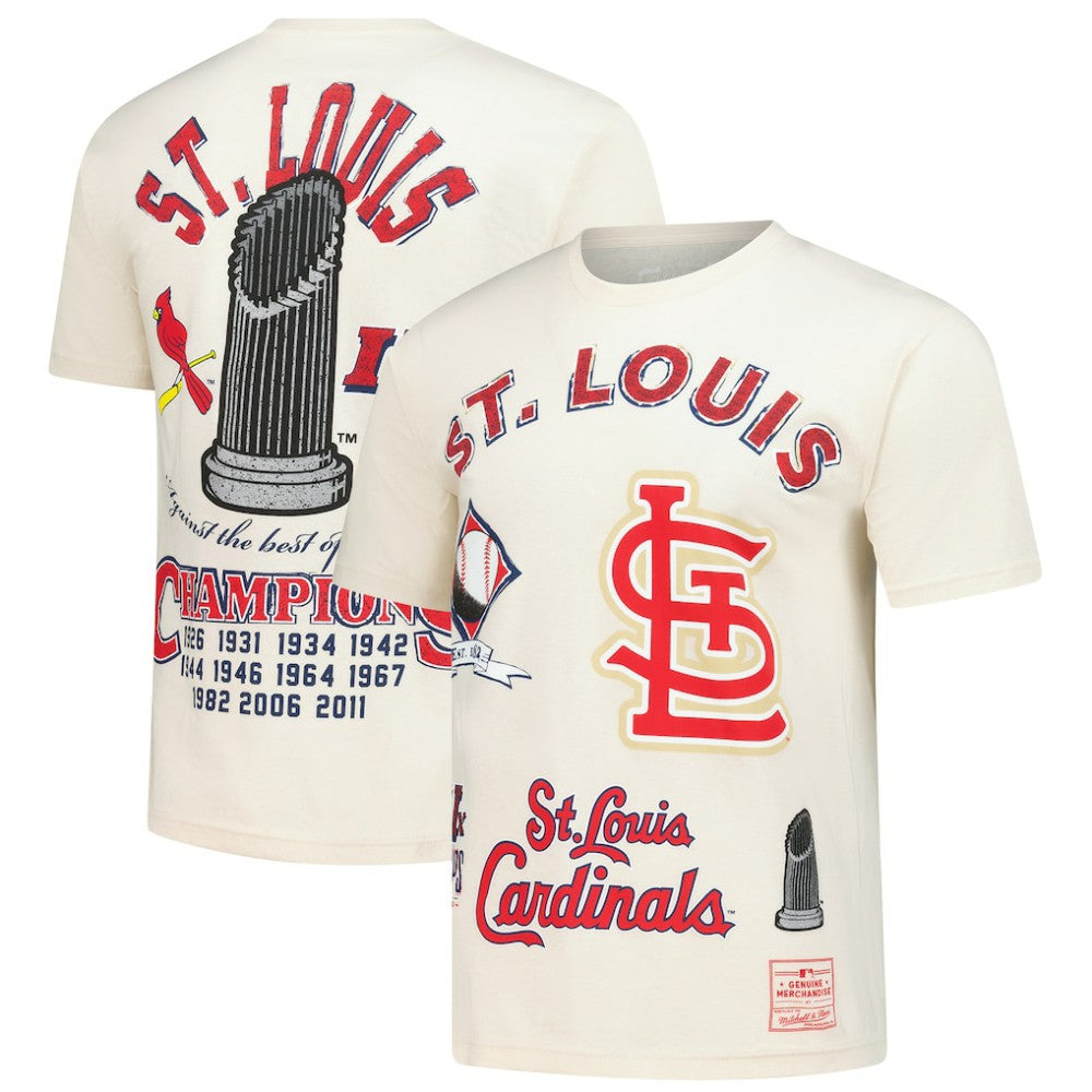Cream St. Louis Cardinals Mitchell & Ness Legacy Defined T-Shirt