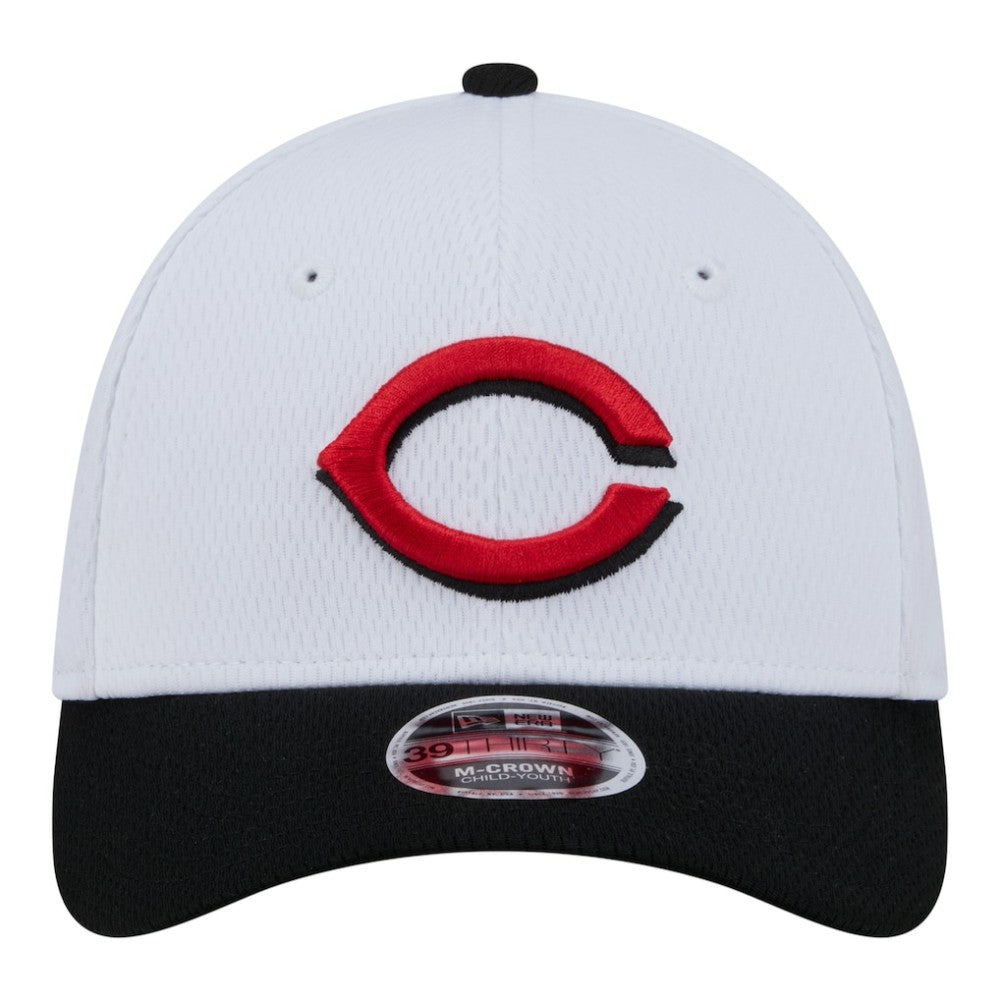 White/Red Cincinnati Reds New Era Youth Baseball 39THIRTY M-Crown Flex Hat