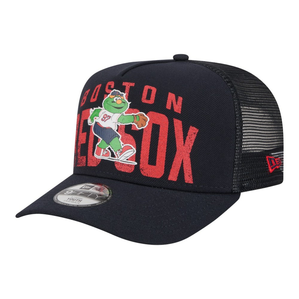 Navy Boston Red Sox New Era Youth Logo Fade A-Frame 9FIFTY Snapback Hat