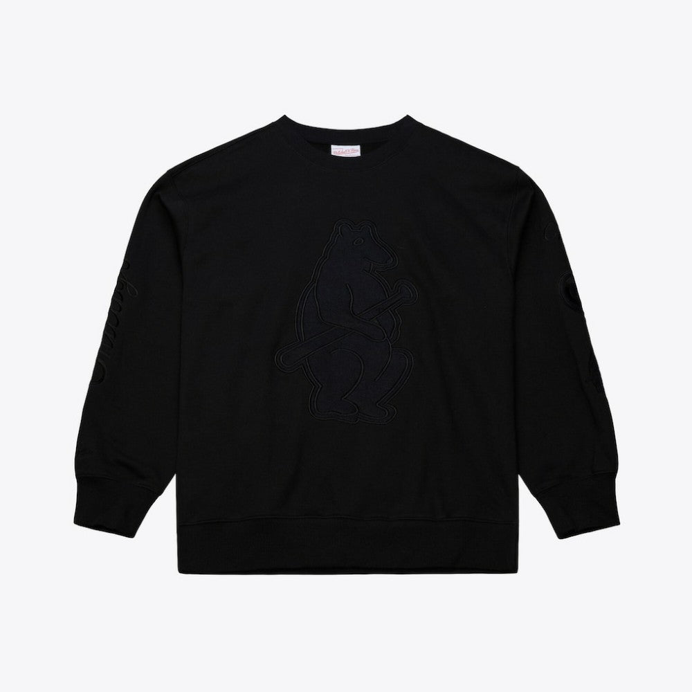 Black Chicago Cubs Mitchell & Ness Phantom Fleece Crewneck Sweatshirt