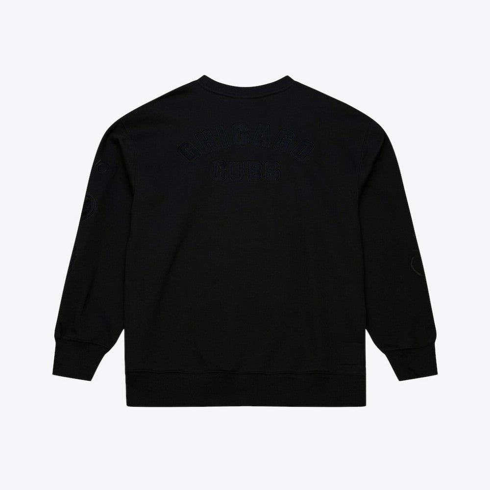 Black Chicago Cubs Mitchell & Ness Phantom Fleece Crewneck Sweatshirt