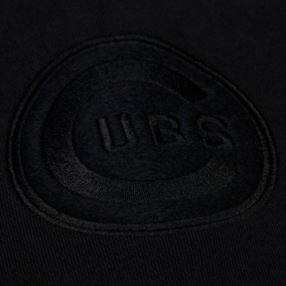 Black Chicago Cubs Mitchell & Ness Phantom Fleece Crewneck Sweatshirt