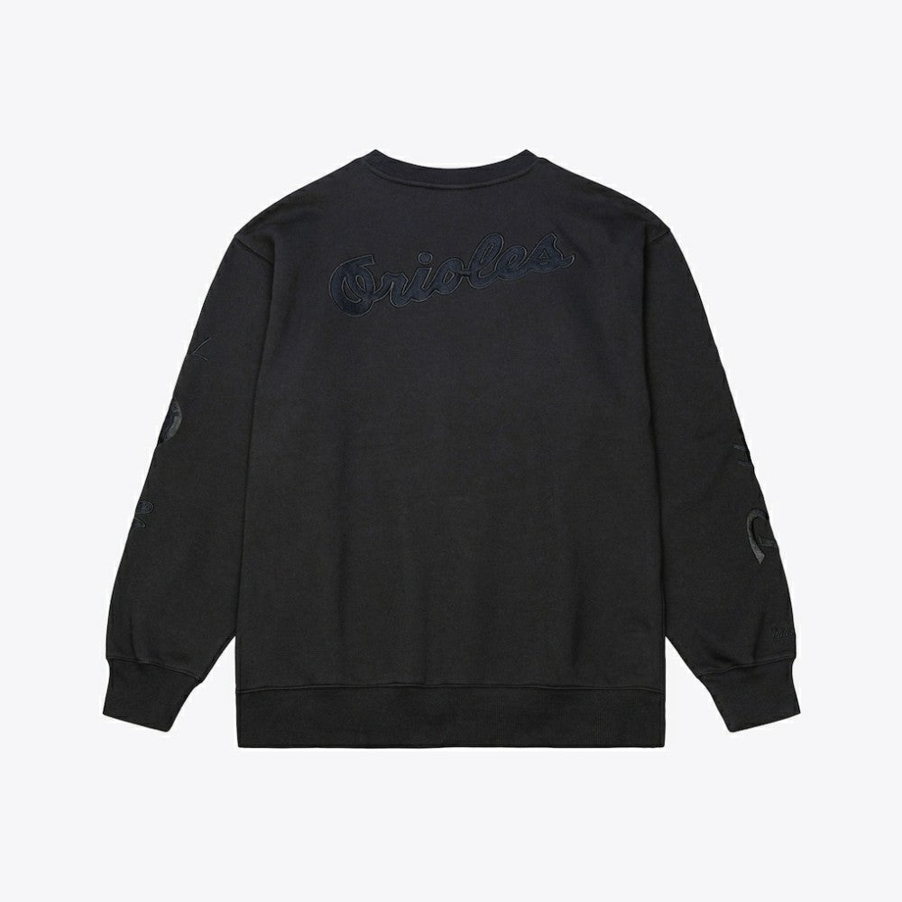Black Baltimore Orioles Mitchell & Ness Phantom Fleece Crewneck Sweatshirt