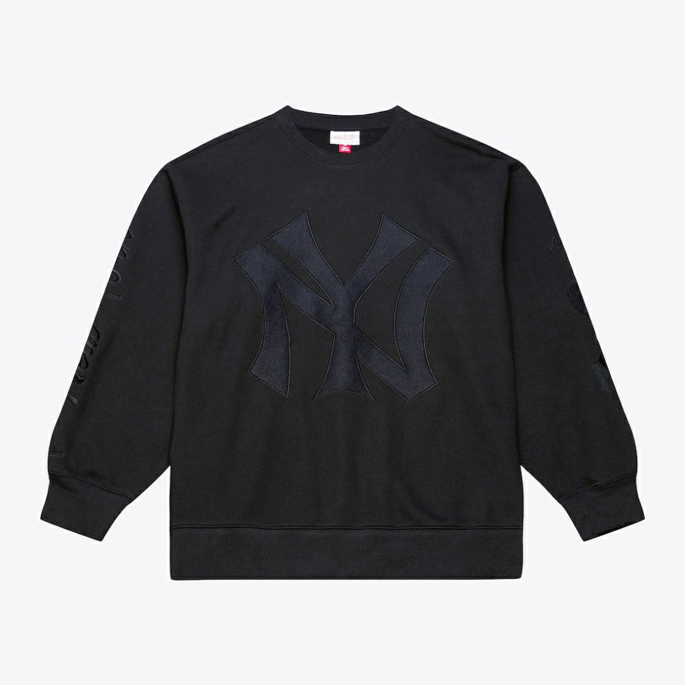 Black New York Yankees Mitchell & Ness Phantom Fleece Crewneck Sweatshirt