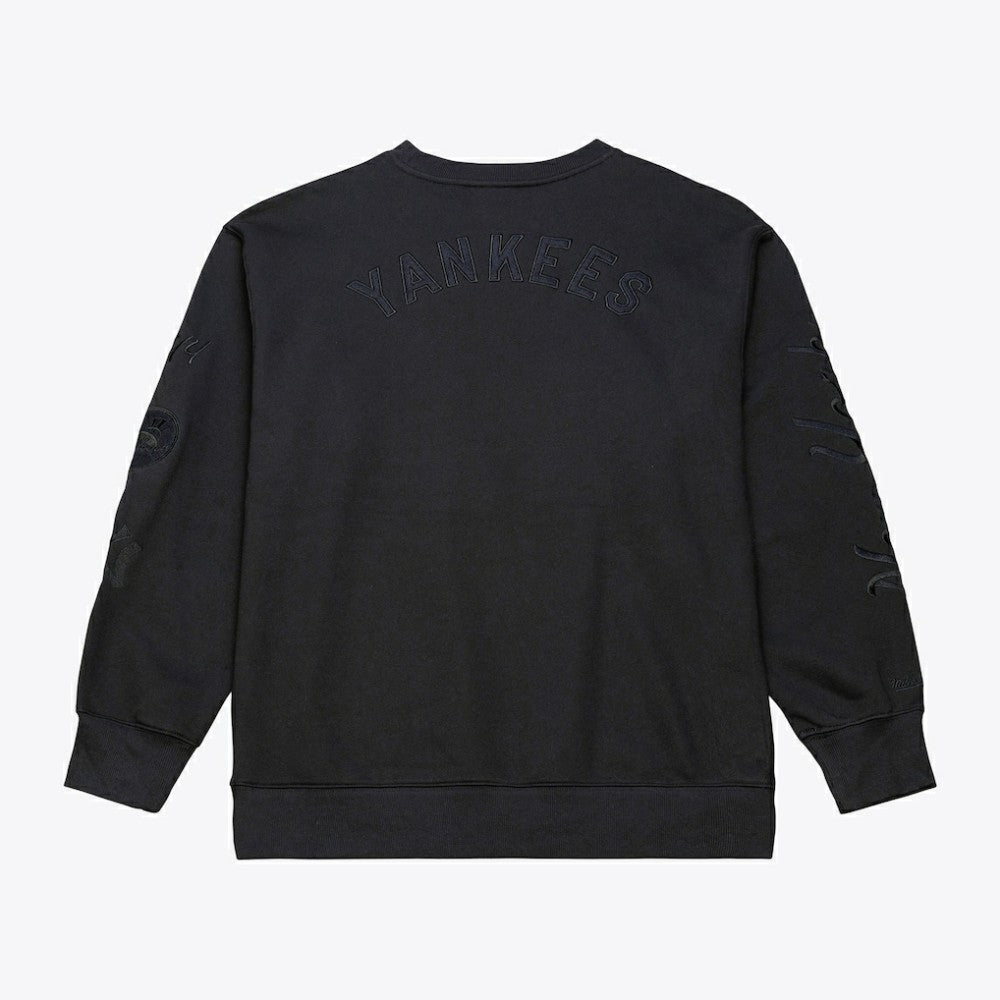 Black New York Yankees Mitchell & Ness Phantom Fleece Crewneck Sweatshirt