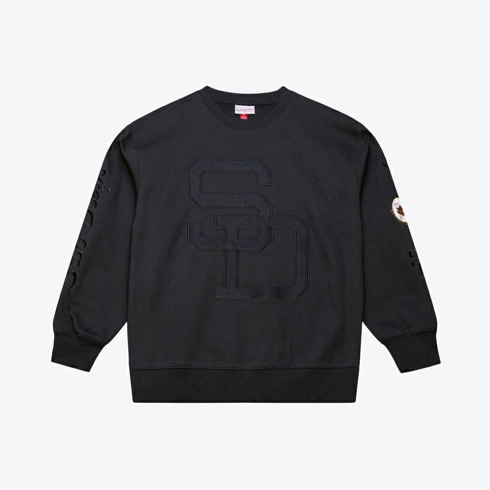Black San Diego Padres Mitchell & Ness Phantom Fleece Crewneck Sweatshirt
