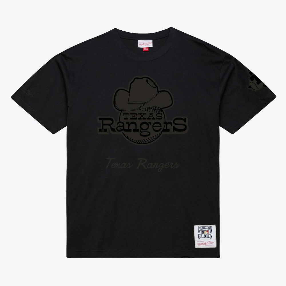 Black Texas Rangers Mitchell & Ness Cooperstown Collection Phantom T-Shirt
