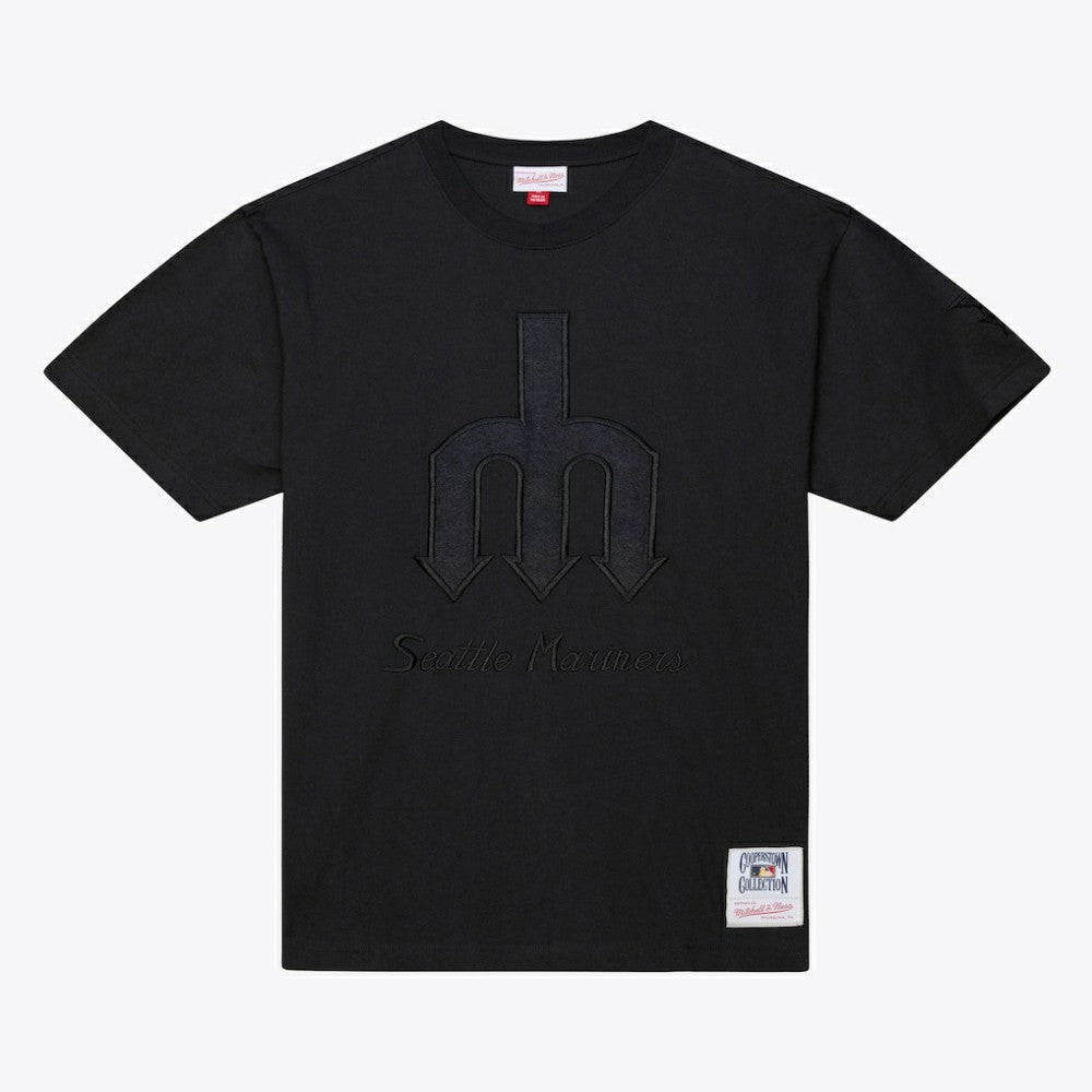 Black Seattle Mariners Mitchell & Ness Cooperstown Collection Phantom T-Shirt