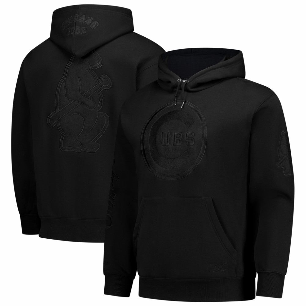 Black Chicago Cubs Mitchell & Ness Phantom Fleece Hoodie