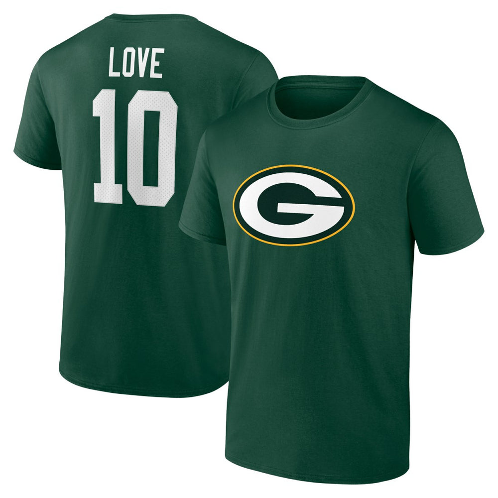 Jordan Love  Icon Name & Number T-Shirt - Green Bay Packers T-shirts