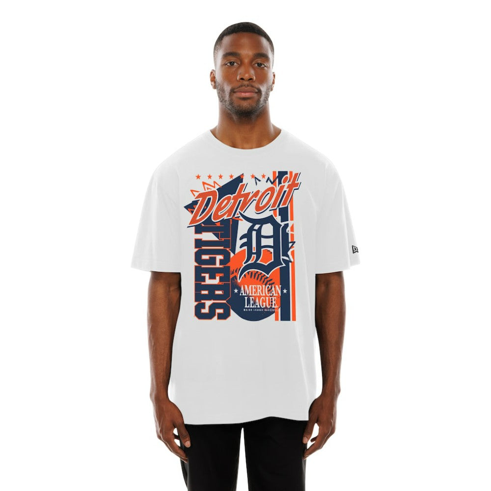 White Detroit Tigers New Era Big Graphic Domestic T-Shirt