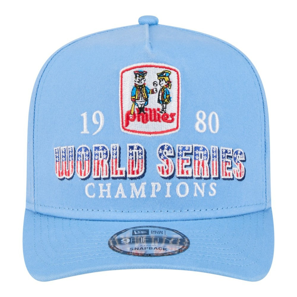 Light Blue Philadelphia Phillies New Era 1980 World Series Champions Throwback 9FIFTY A-Frame Snapback Hat