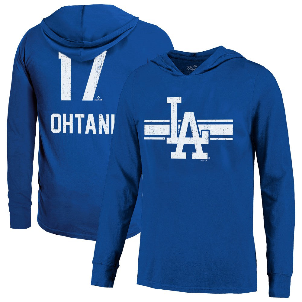 Royal Shohei Ohtani Los Angeles Dodgers Majestic Threads Lightweight Name & Number Hoodie